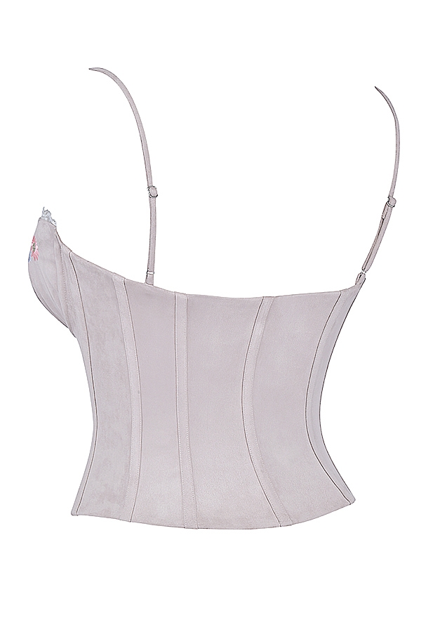 hellviolettes besticktes korsett