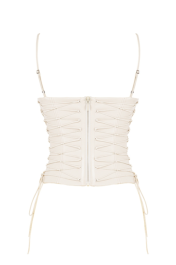 off-white veganes lederkorsett