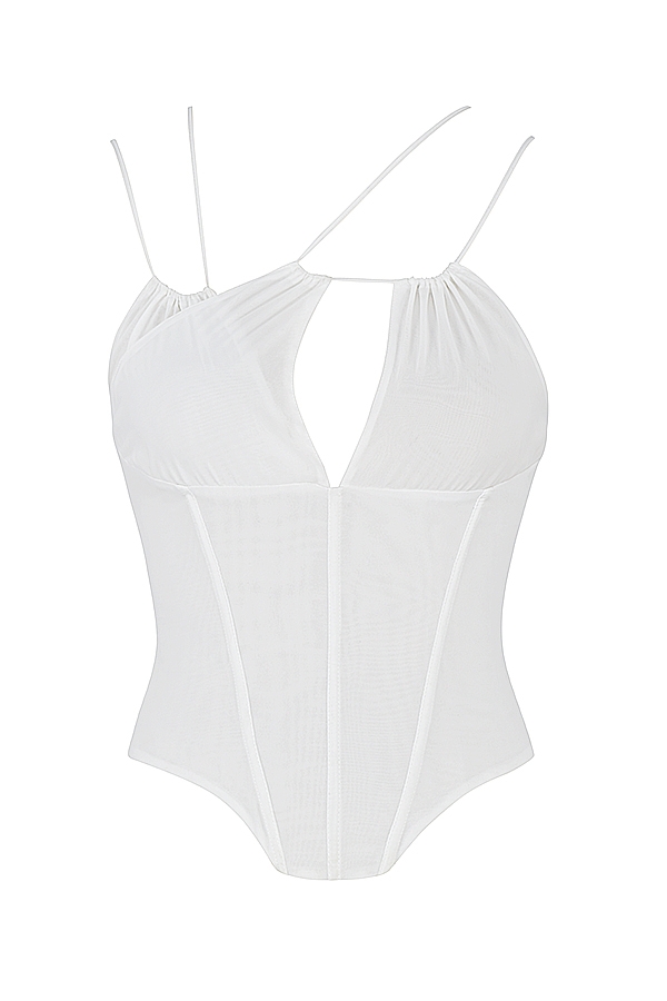 weißes chiffon-trägerkorsett