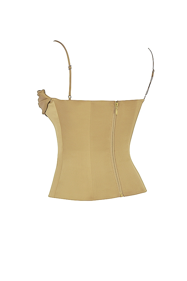 olivgrünes satin-schnürkorsett