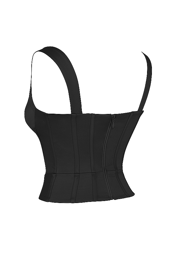 schwarzes satin-korsett
