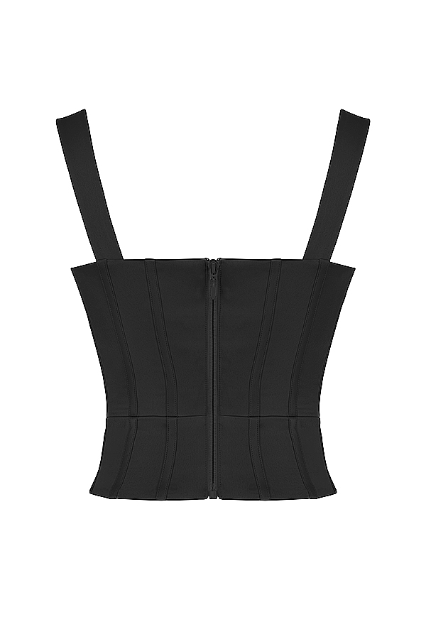 schwarzes satin-korsett