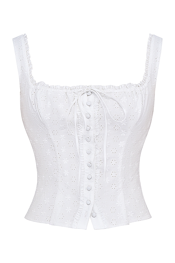 weißes broderie anglaise top