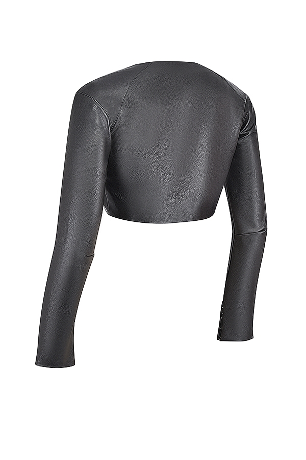 schwarzes kurzes top aus veganem leder