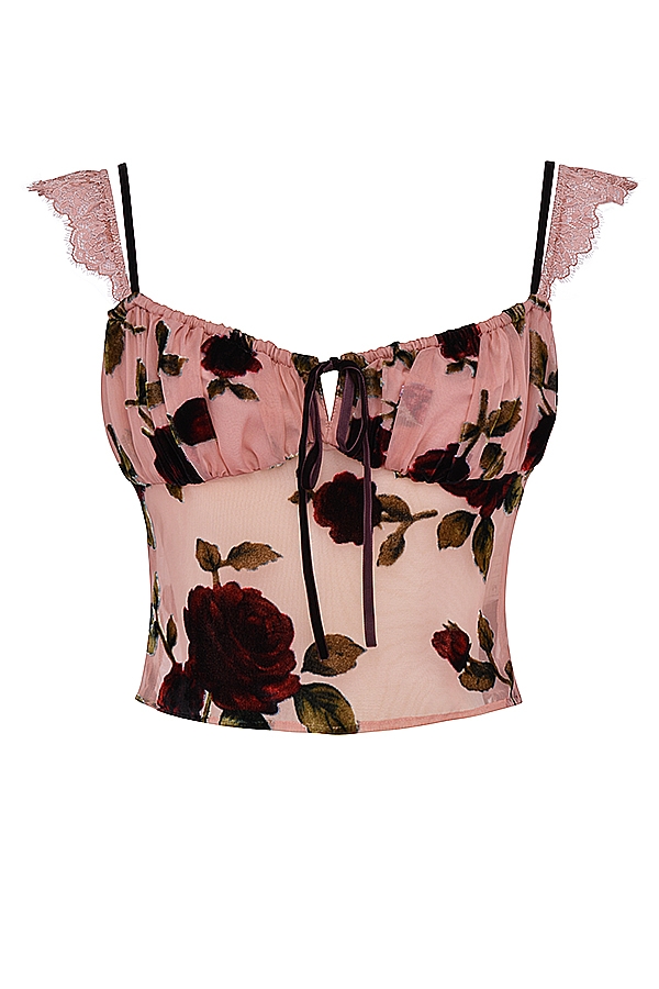 dusty pink devore top