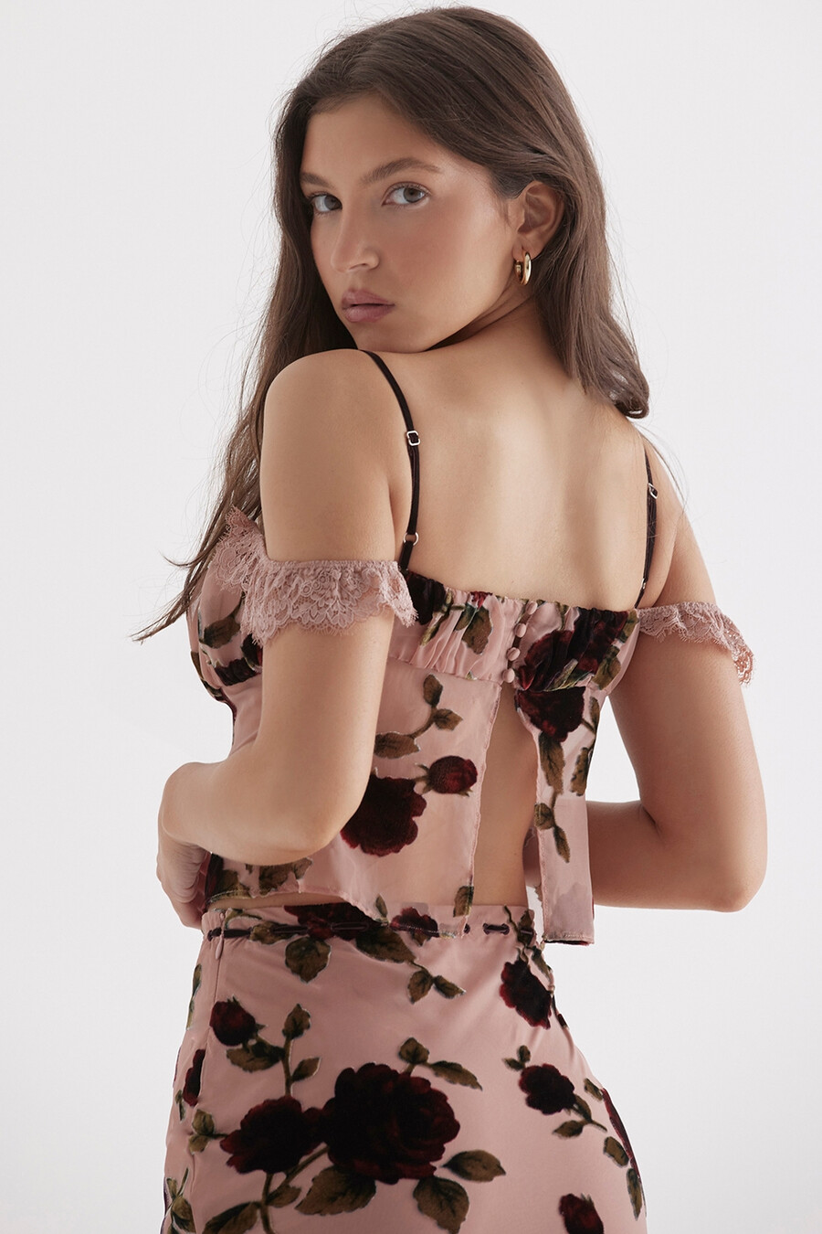 dusty pink devore top
