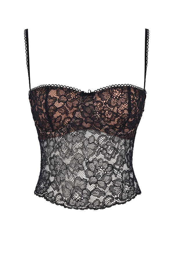 schwarzes spitzen-cami-top