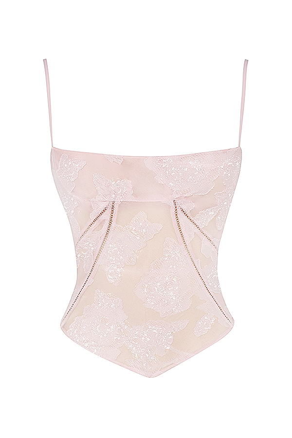 rosa camisole mit blumenmuster und spitze