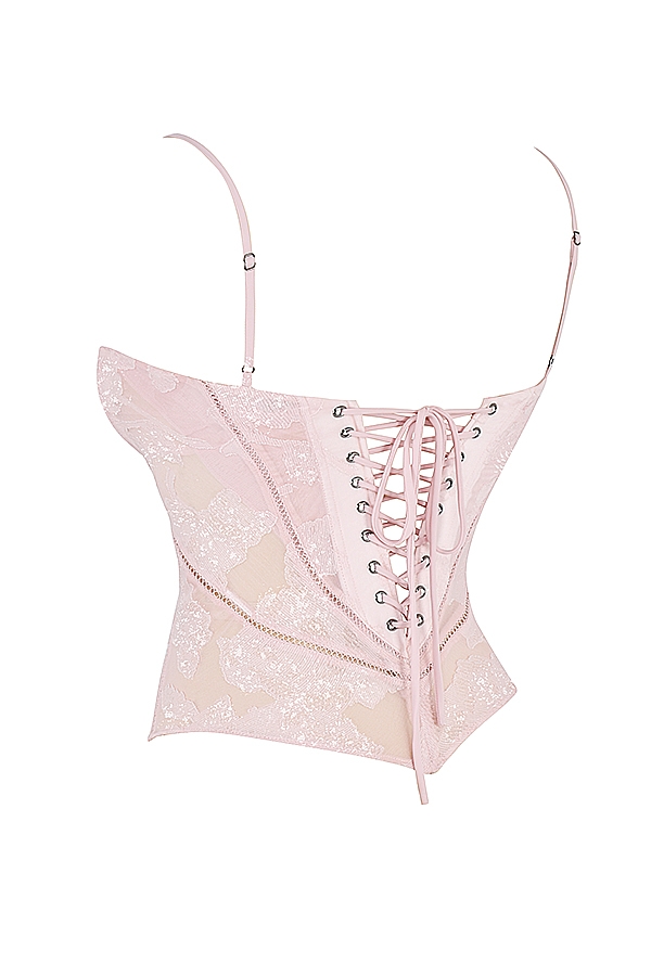 rosa camisole mit blumenmuster und spitze