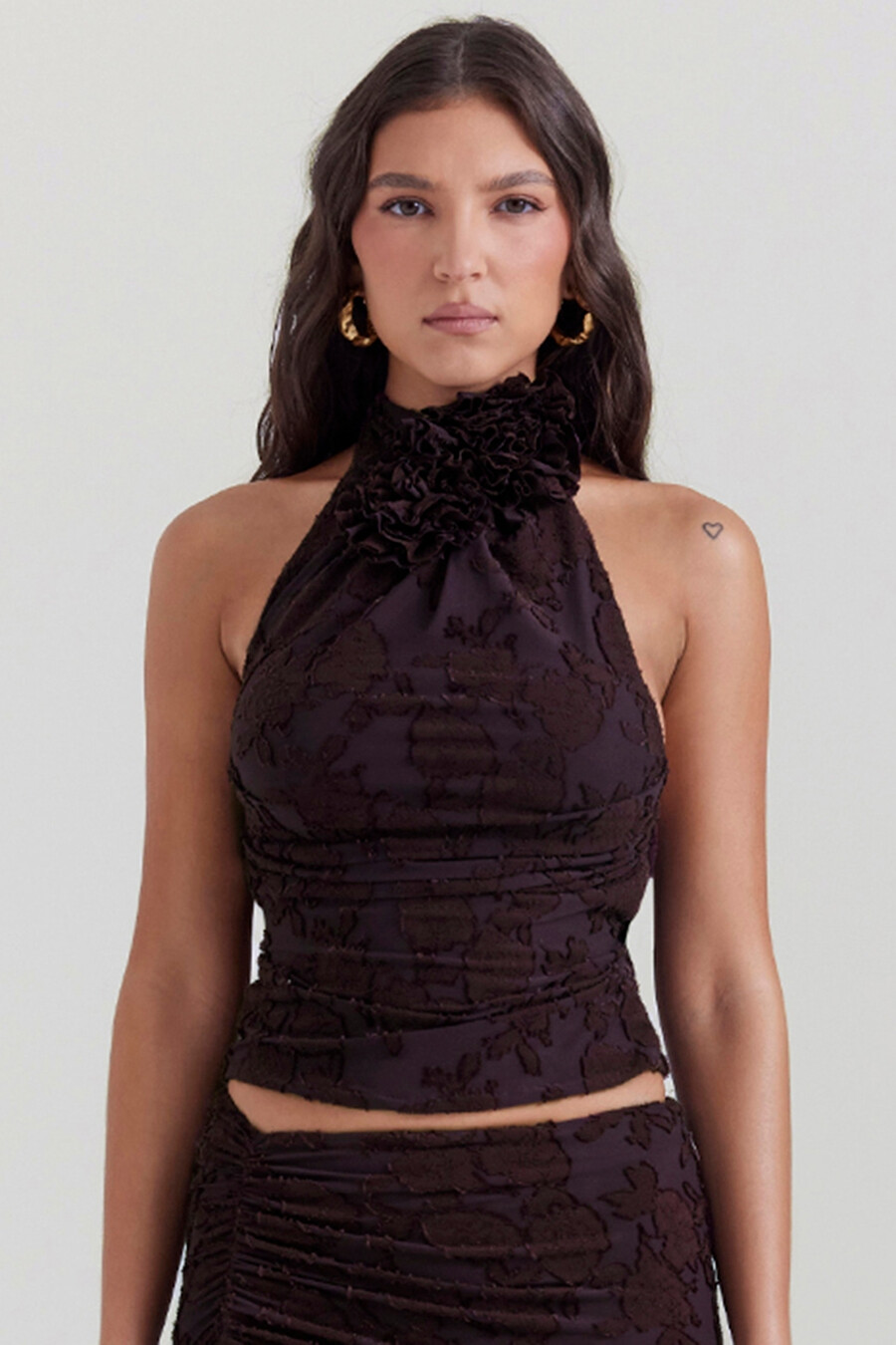 kakaofarbenes neckholder-top