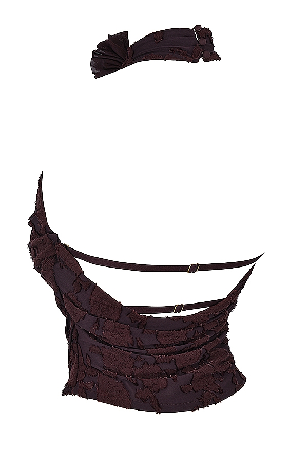 kakaofarbenes neckholder-top