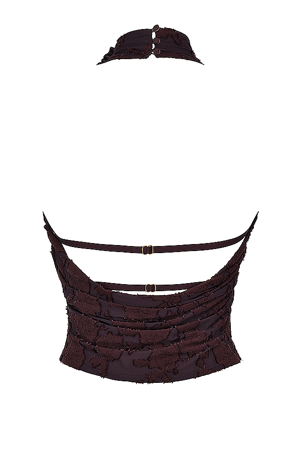 kakaofarbenes neckholder-top