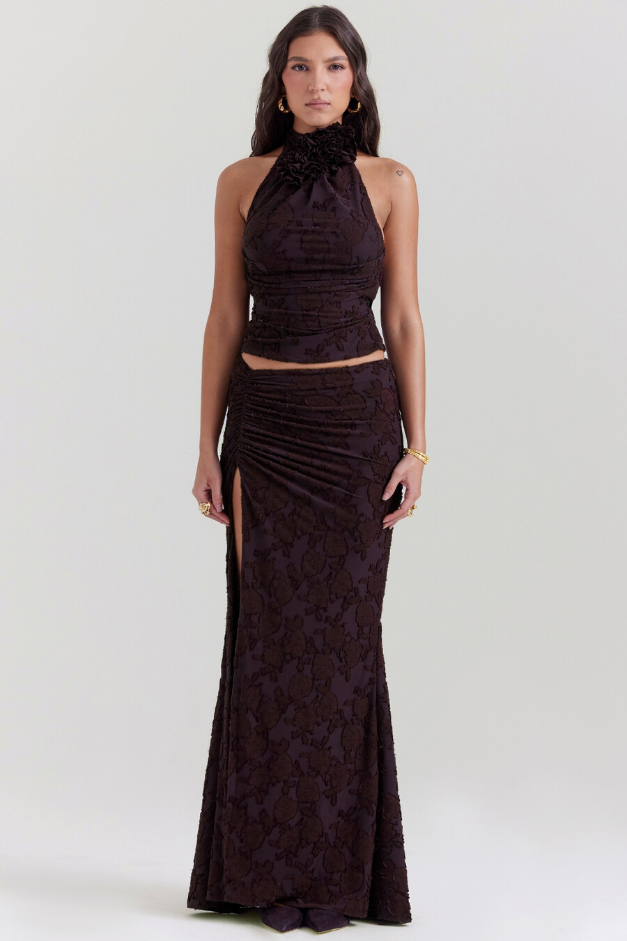 kakaofarbenes neckholder-top