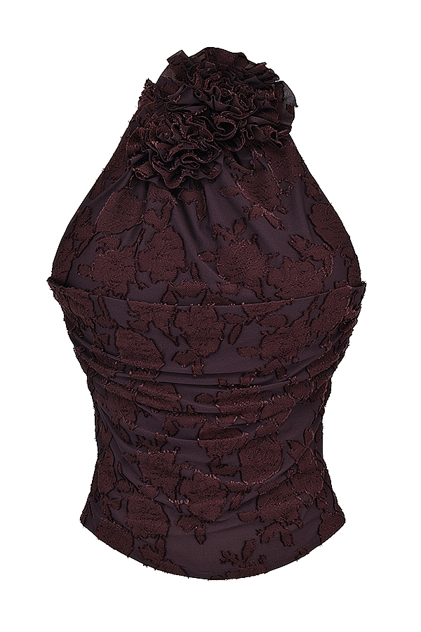 kakaofarbenes neckholder-top