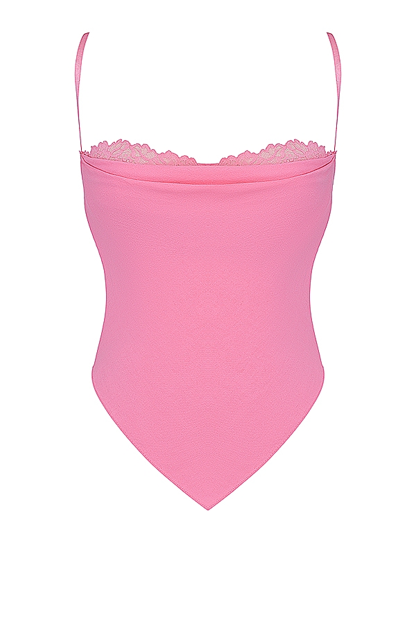 französisches rosa top mit asymmetrischem saum