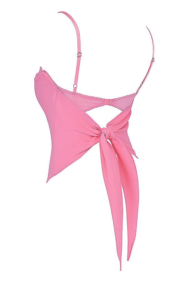 französisches rosa top mit asymmetrischem saum