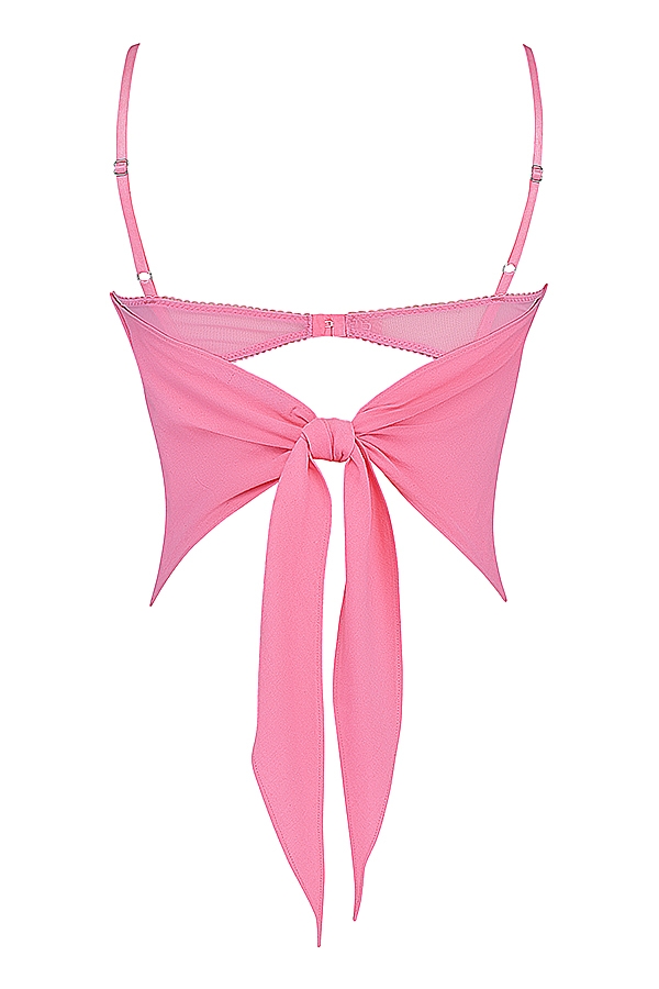 französisches rosa top mit asymmetrischem saum