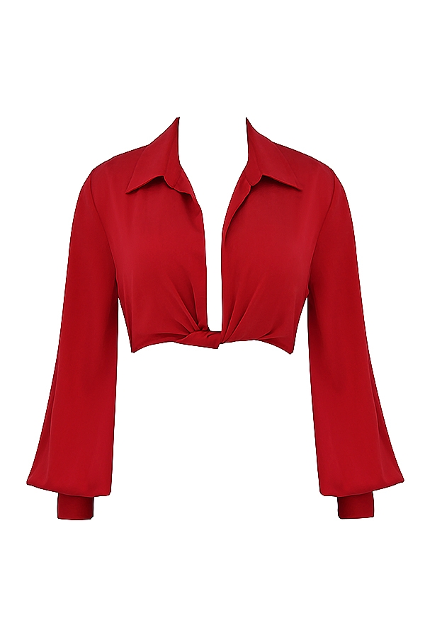 kirschfarbenes seidenblouson-top