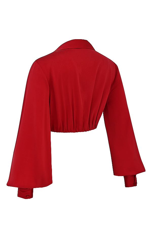 kirschfarbenes seidenblouson-top