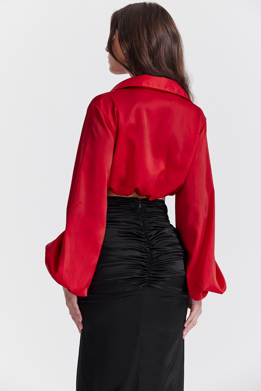 kirschfarbenes seidenblouson-top