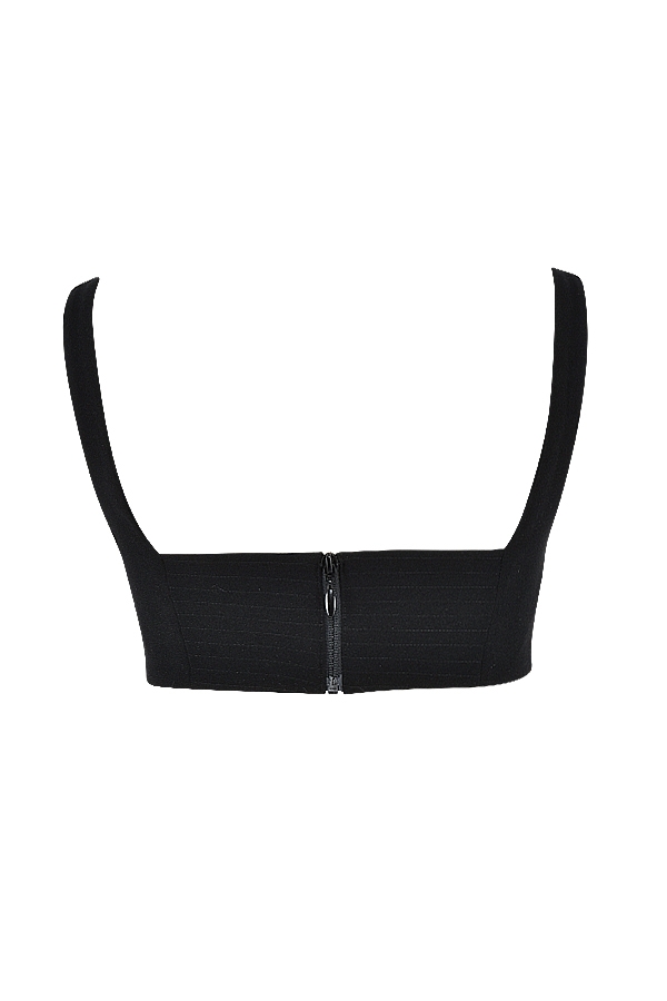schwarzes plissiertes bandeau-top