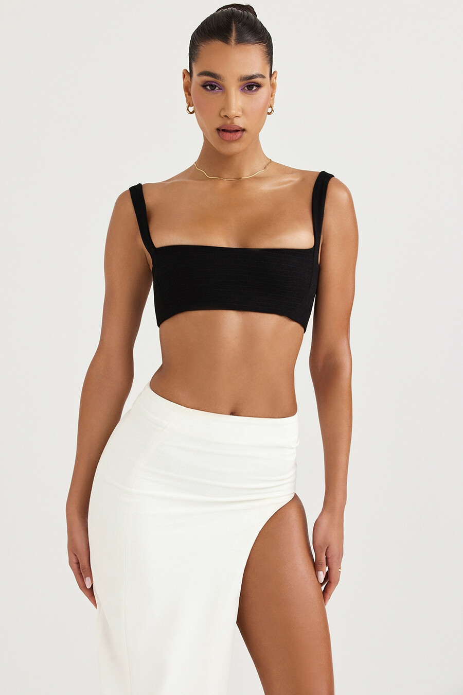 schwarzes plissiertes bandeau-top