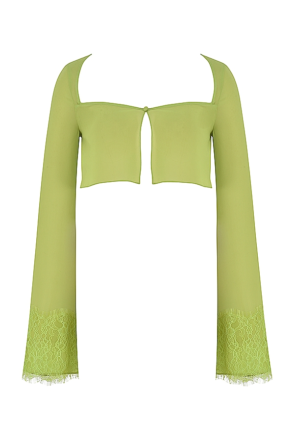 limettengrünes georgette-crop-top