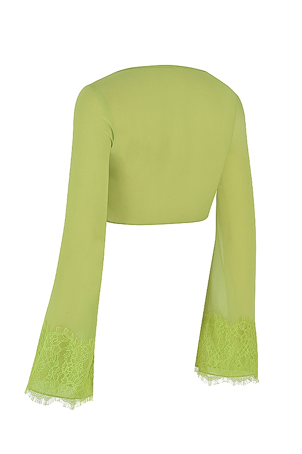 limettengrünes georgette-crop-top