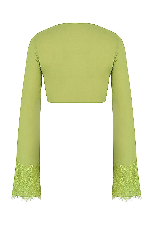 limettengrünes georgette-crop-top