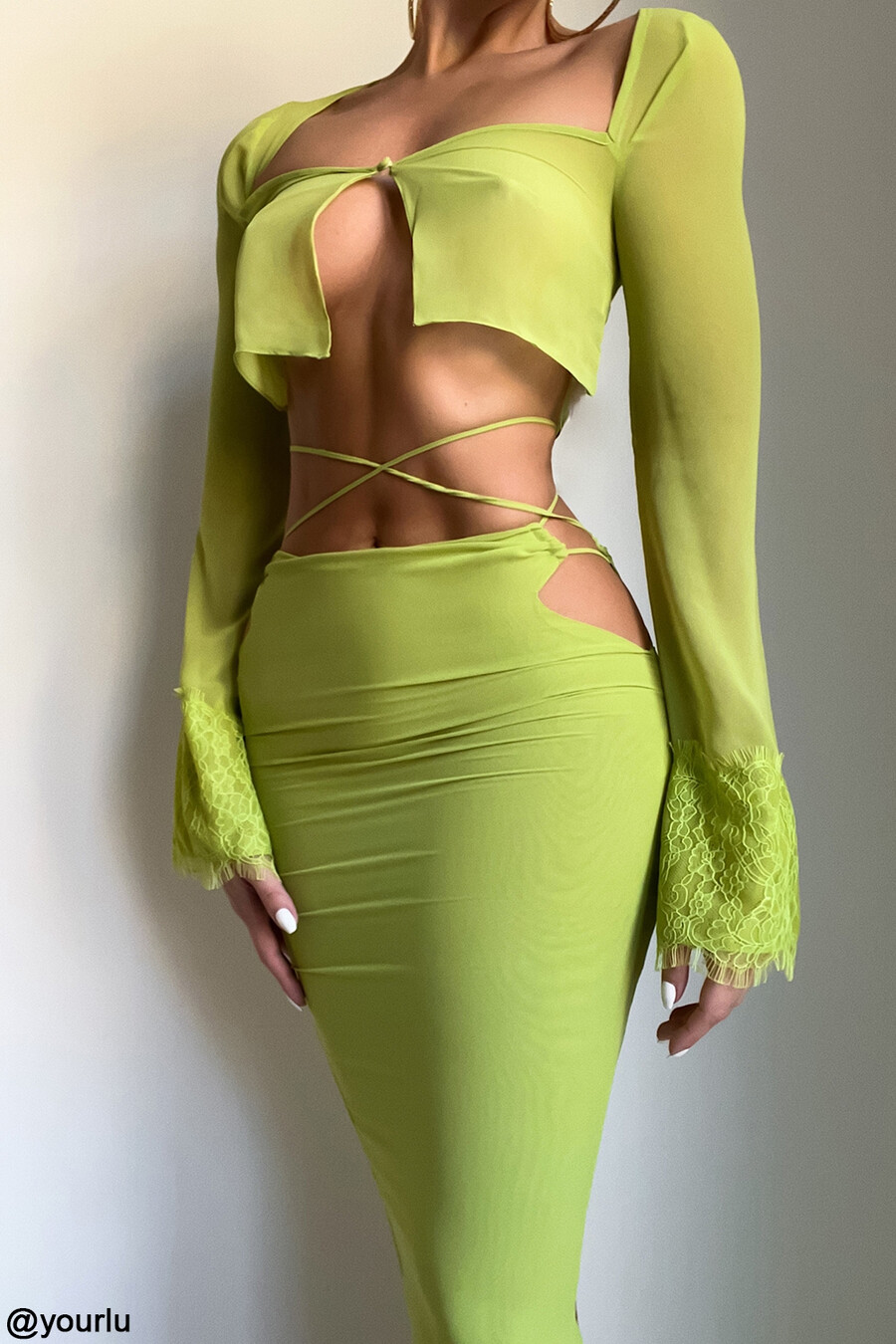 limettengrünes georgette-crop-top