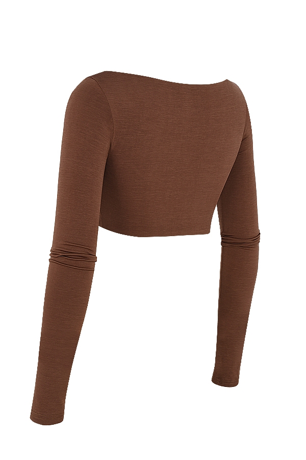 schokoladenbraunes gerafftes crop-top