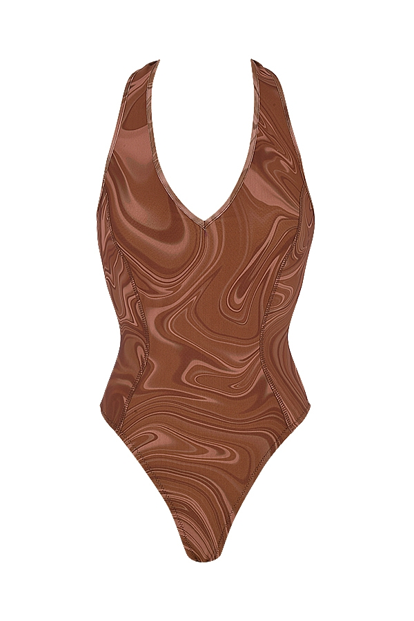 neckholder-body mit kakao-wirbelmuster