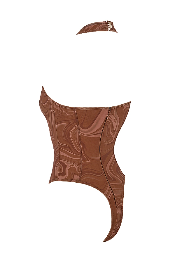 neckholder-body mit kakao-wirbelmuster