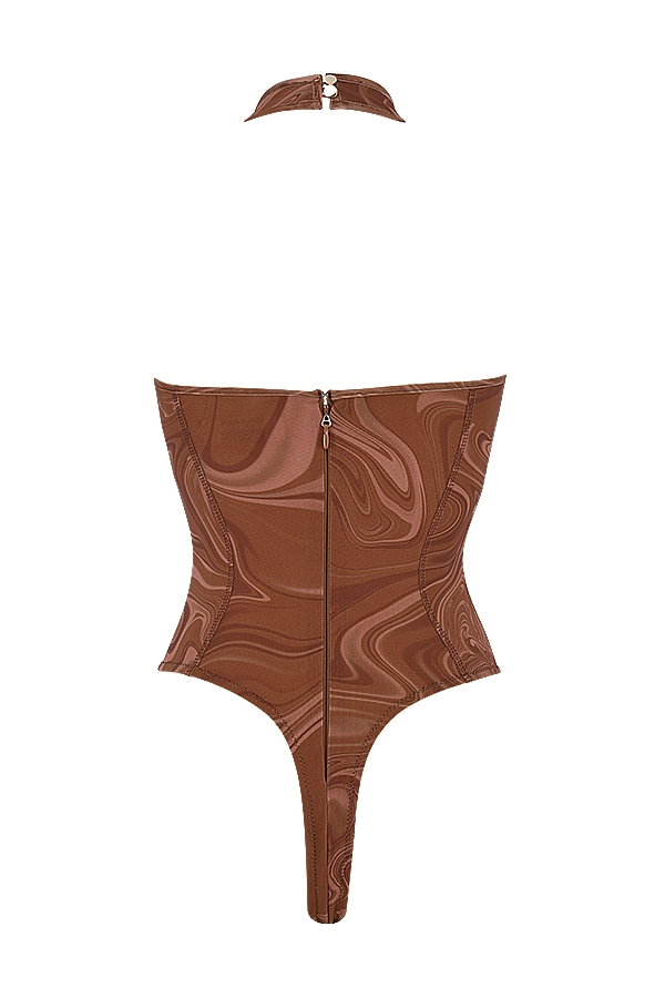 neckholder-body mit kakao-wirbelmuster