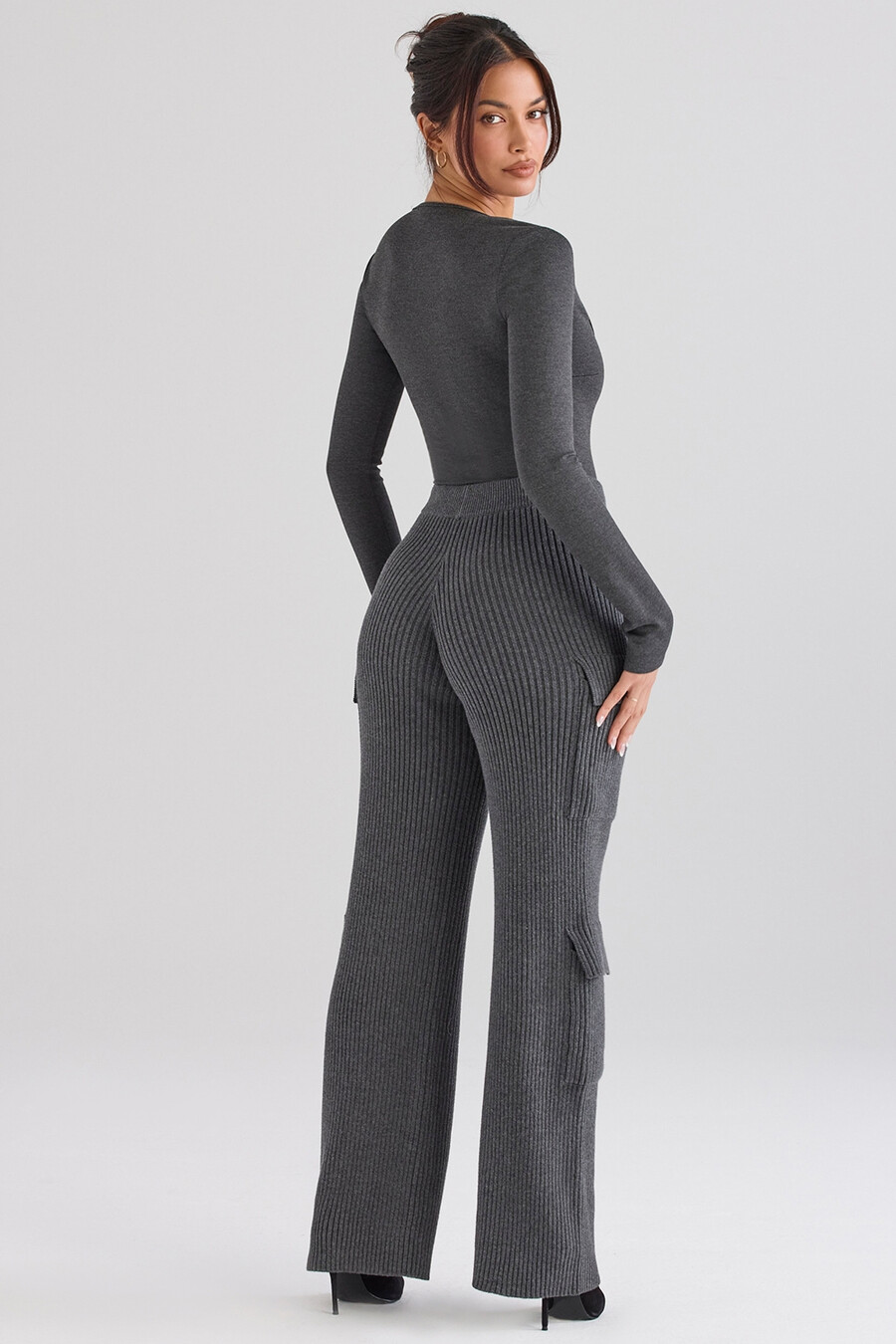 anthrazitfarbene strickhose