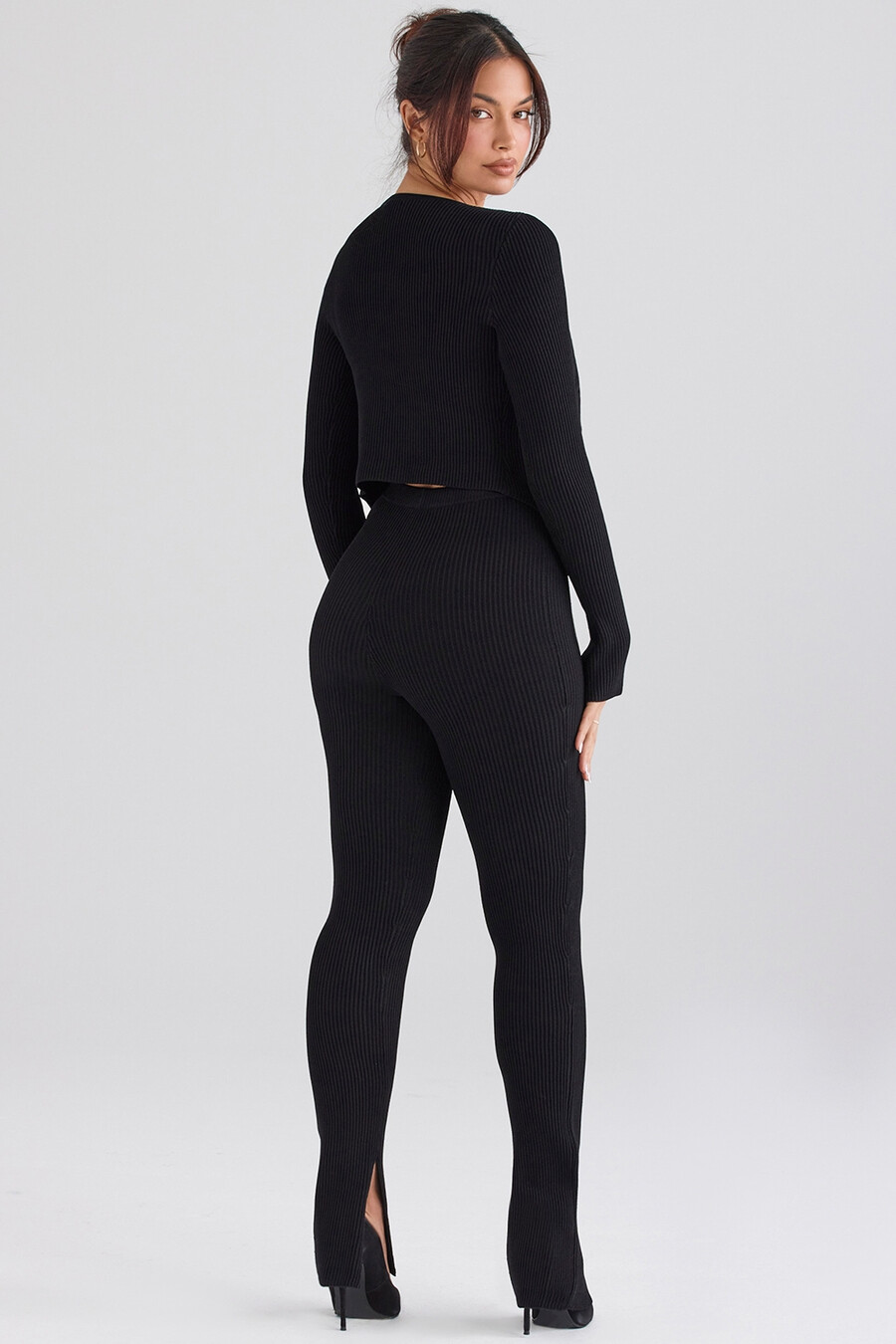 schwarze leggings mit rippstrick