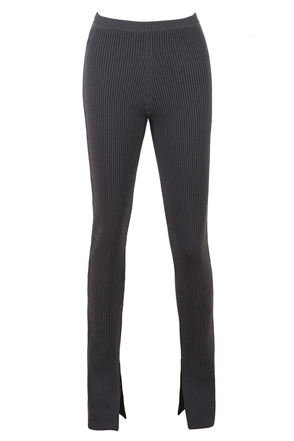 dunkelgraue leggings mit rippstrick