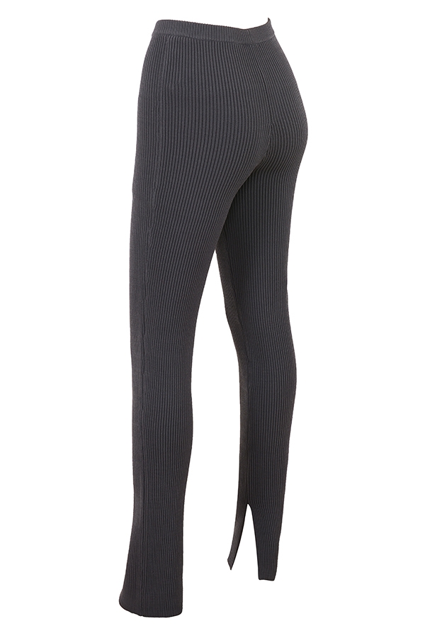 dunkelgraue leggings mit rippstrick