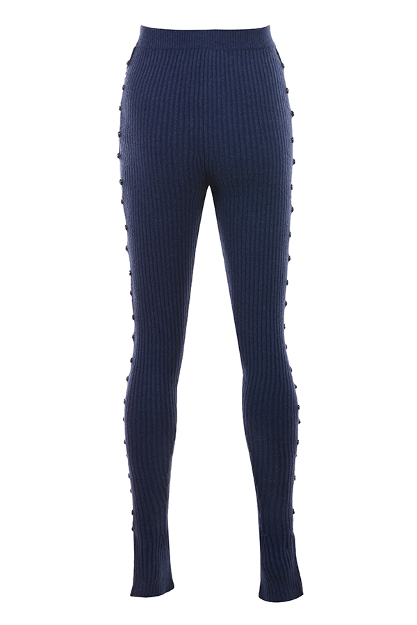 marineblaue rippstrickhose