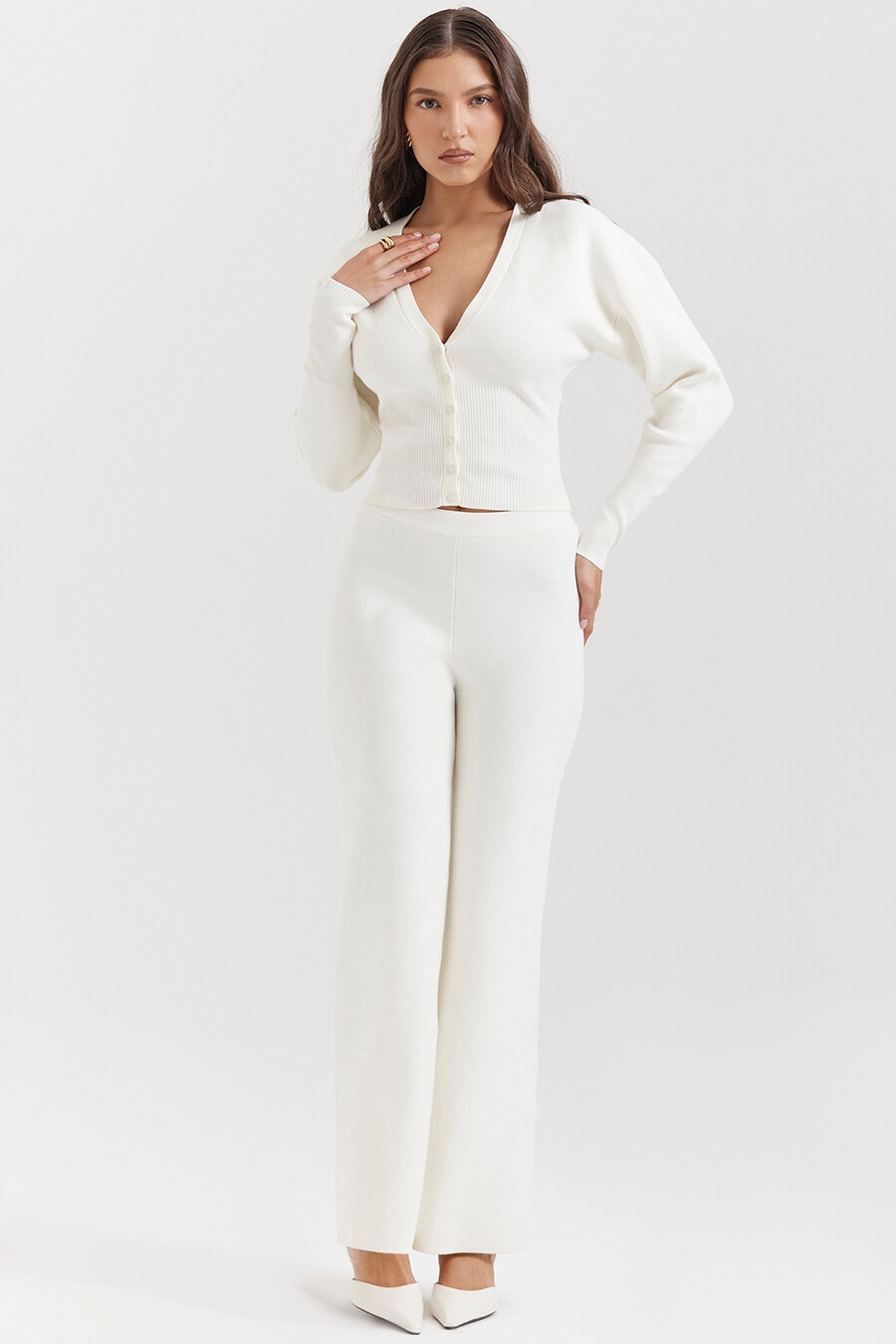 off-white baumwollstrickhose
