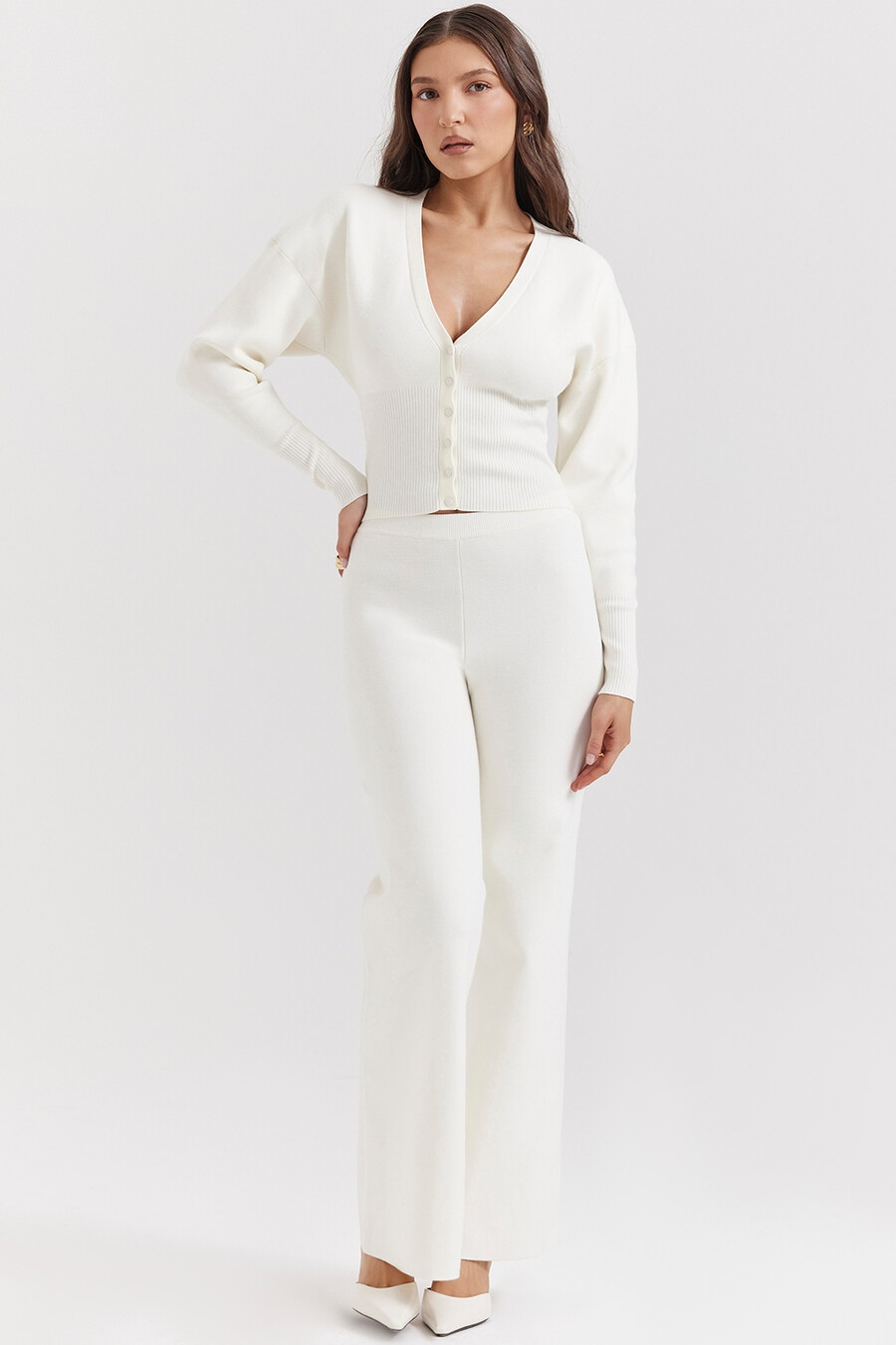 off-white baumwollstrickhose