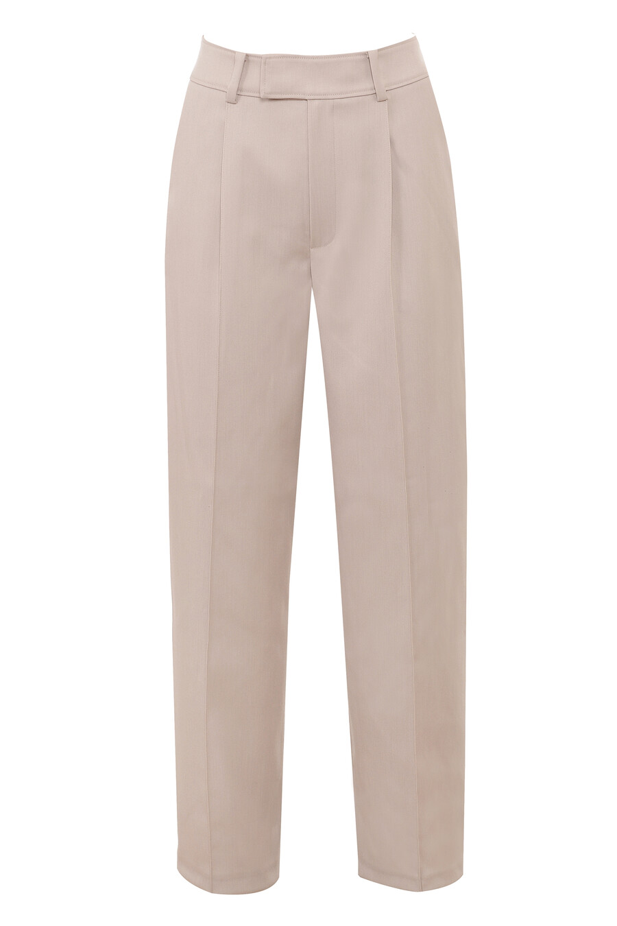 beigefarbene hochtaillierte stoffhose