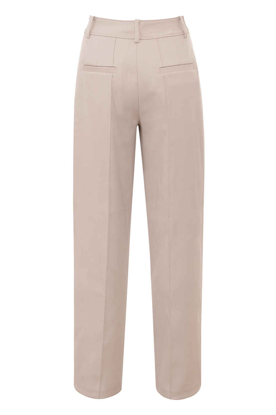 beigefarbene hochtaillierte stoffhose