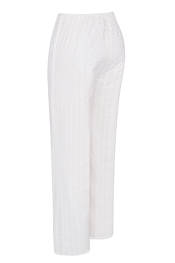 weiße broderie-anglais-hose