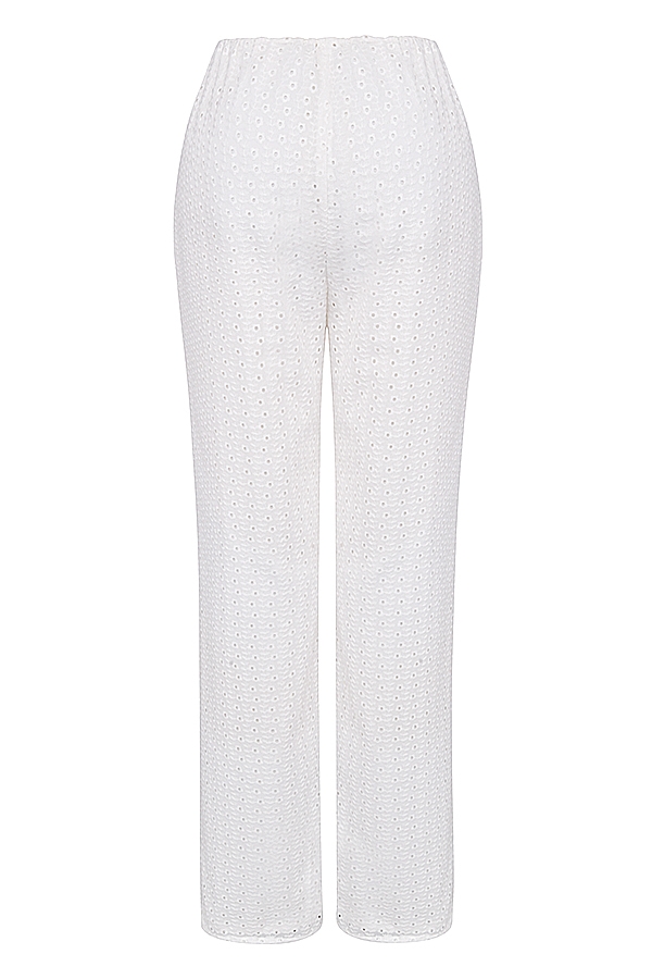 weiße broderie-anglais-hose
