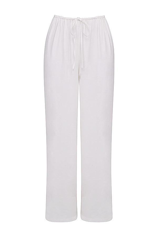 elfenbeinfarbene leinenmischung hose