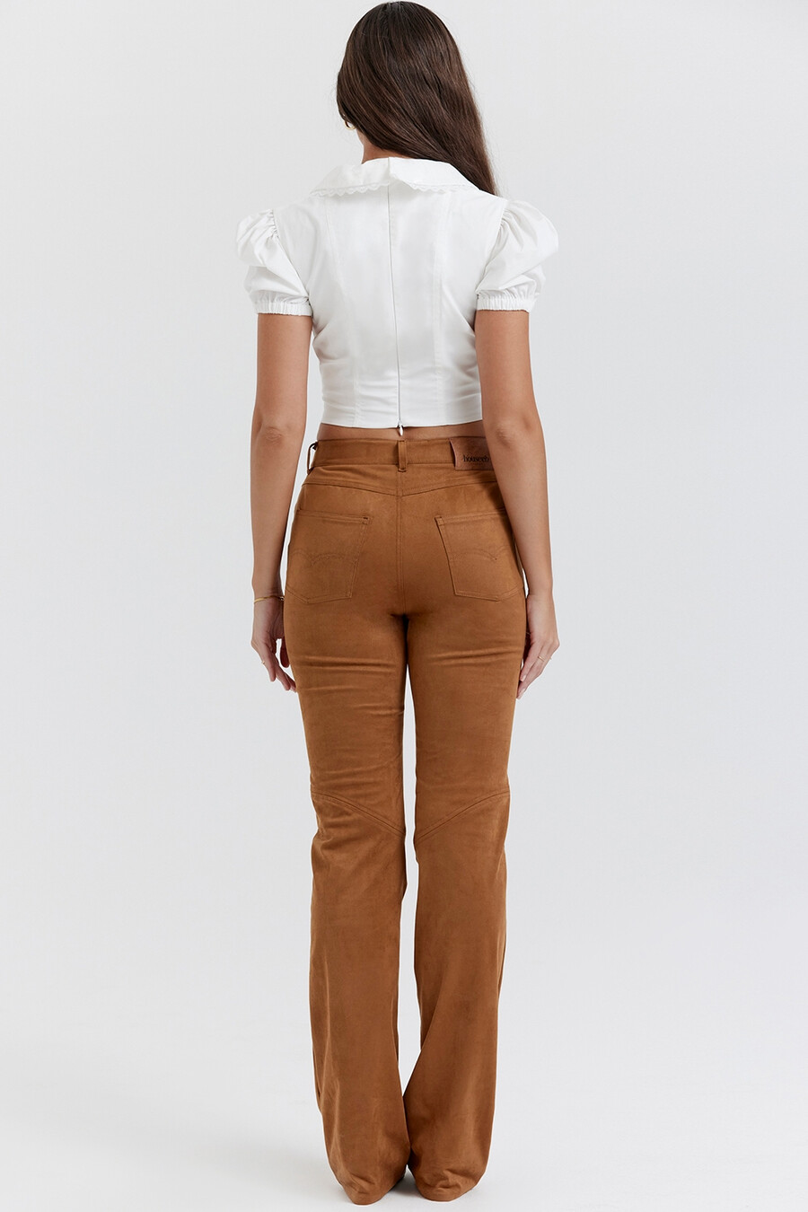 hellbraune vegane wildlederhose
