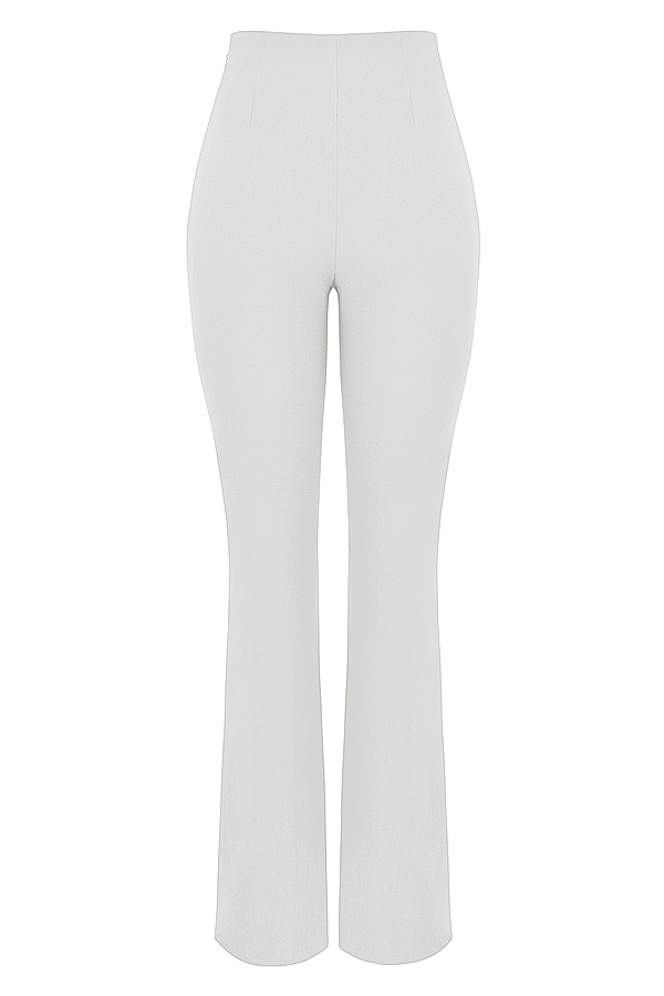 elfenbeinfarbene high-waist-hose