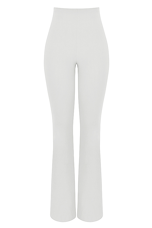 elfenbeinfarbene high-waist-hose