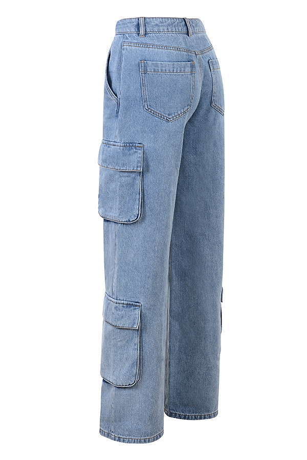 blaue gewaschene utility-jeans